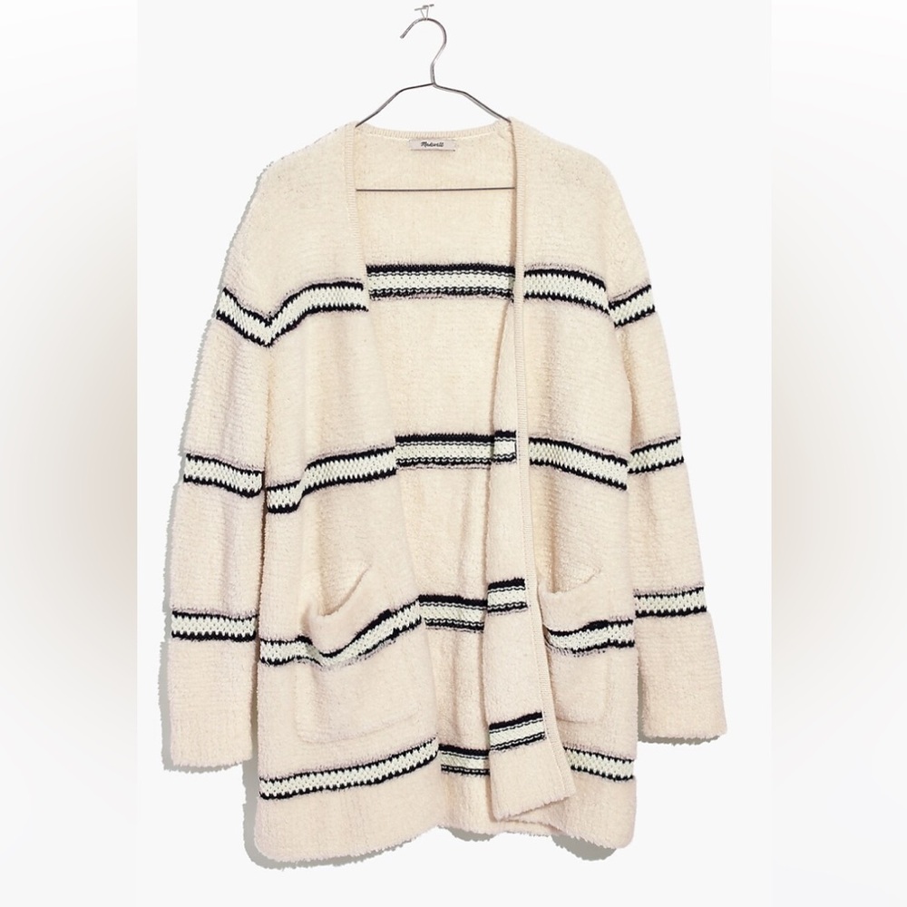 Striped Bouclé Cardigan Sweater- Large